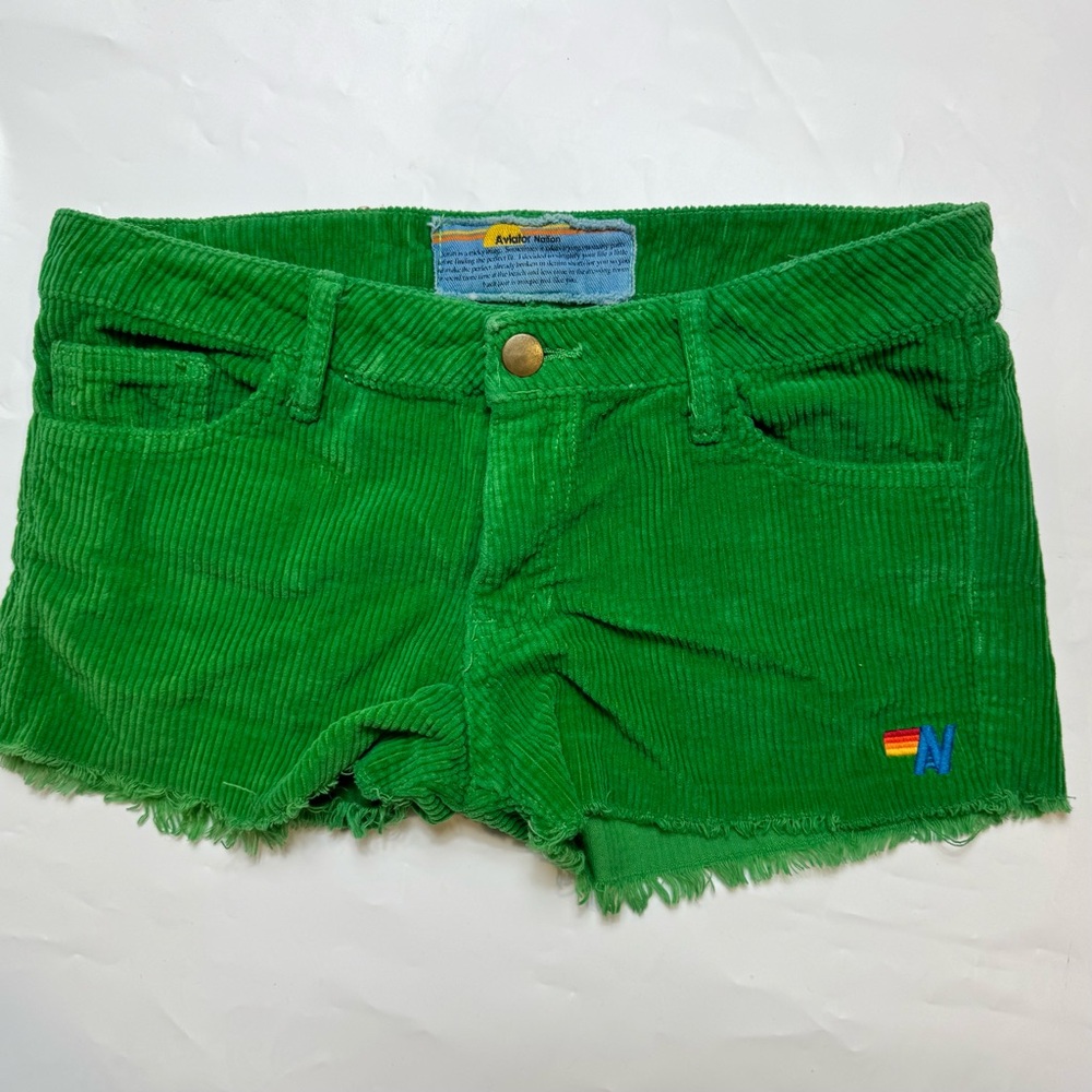 Aviator Nation Green Vintage Corduroy Shorts Size 24 - Picture 8 of 8